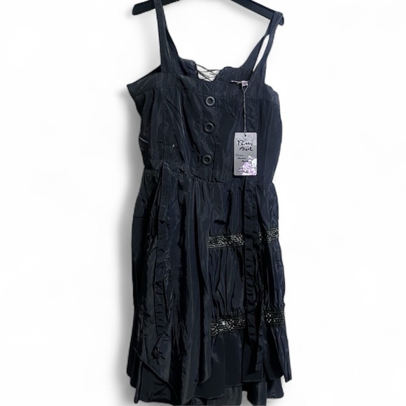 Pretty Angel Sz S Blue Gray Linen Blend Lace up Back Tunic Dress - Picture 3 of 7